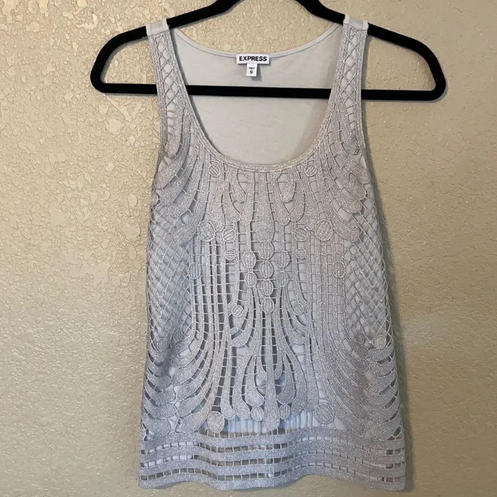 Express silver grey embroidered tanktop size XS